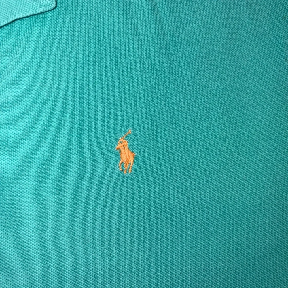 Polo Ralph Lauren Mens Large Teal Green Pique Cotton Short Sleeve Polo ShirtPony
